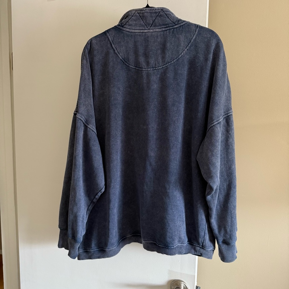 aerie Washed Navy Half-Zip Sweatshirt - Picture 6 of 9